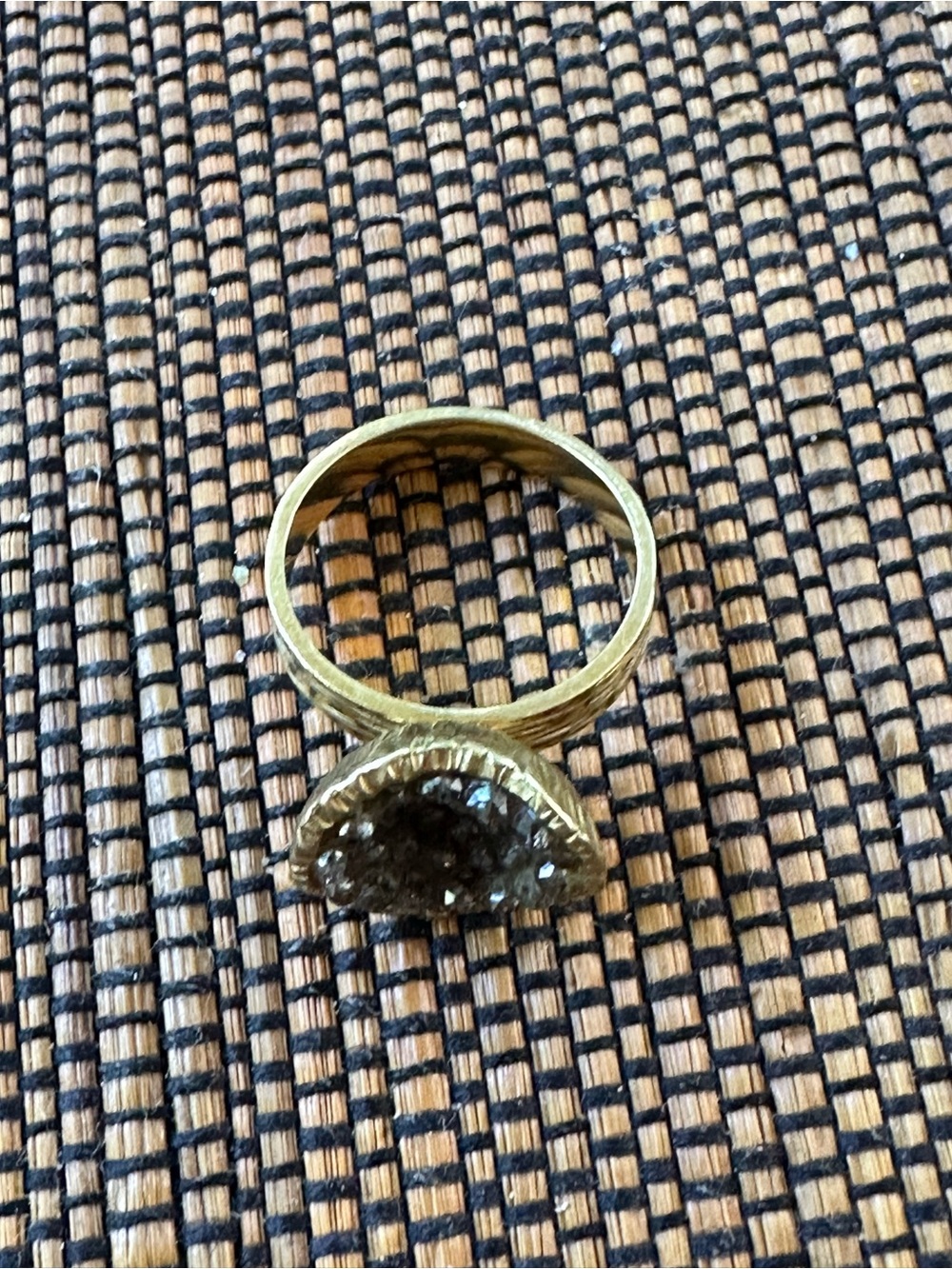 Gold 18 kt gold Half-Moon Druzy Statement Ring - Gold